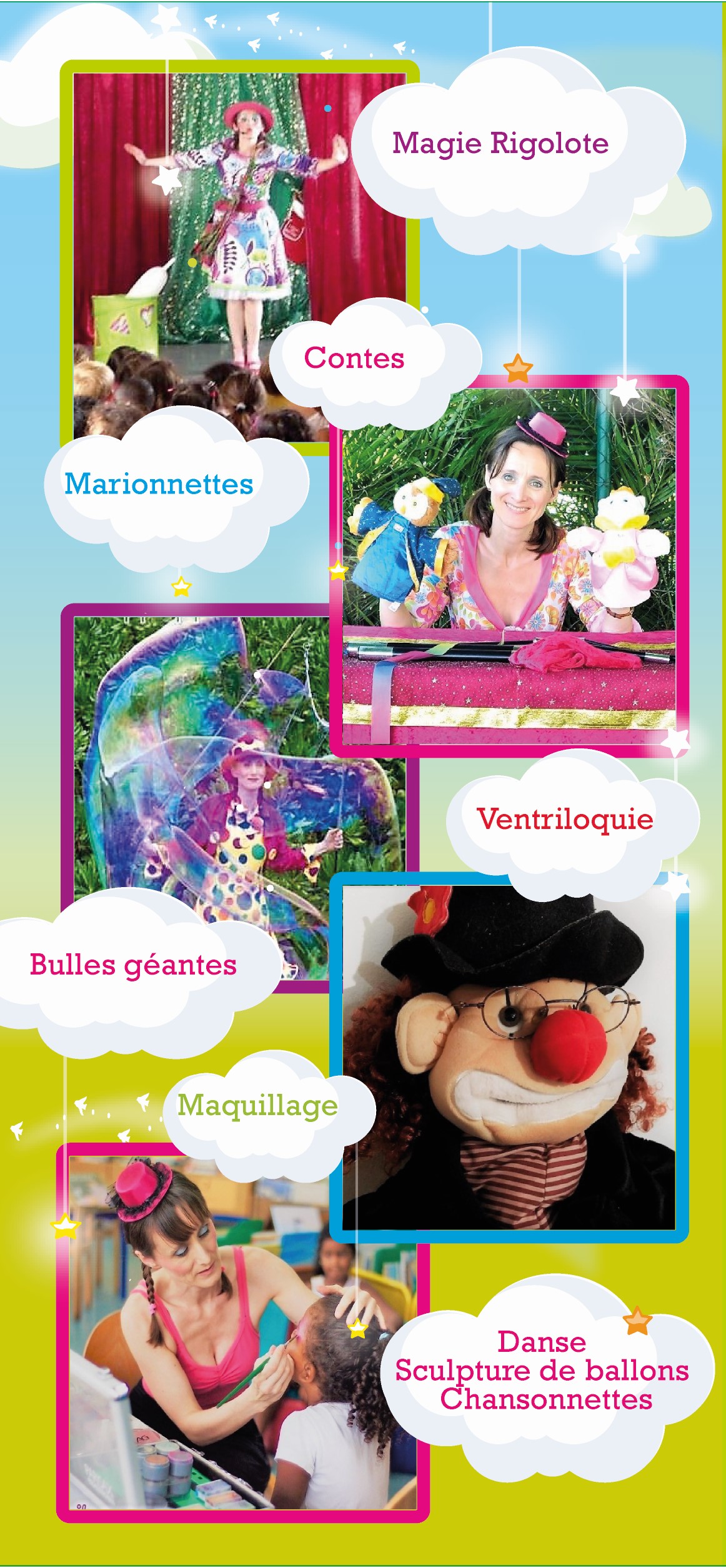 Spectacle enfants - Animation enfants : magie, clown, marionnettes